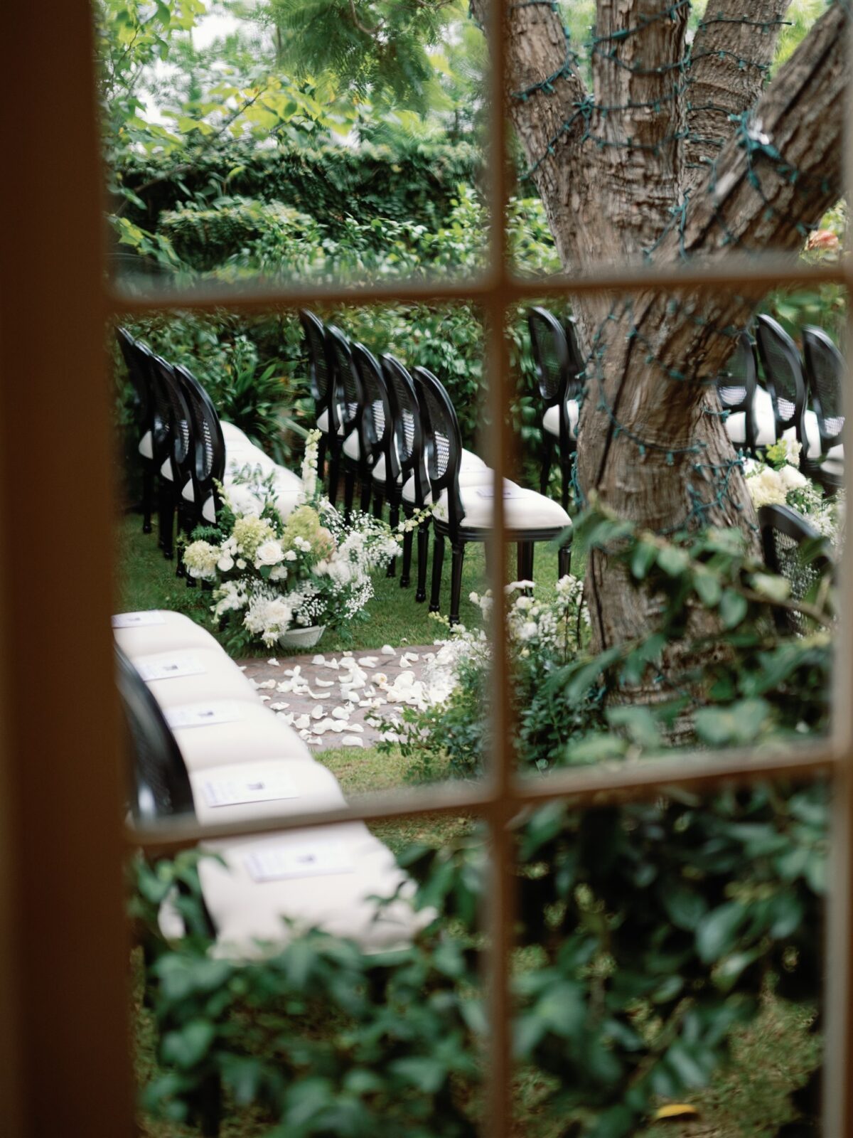 Wedding ceremony setup at La Jolla Women's Club