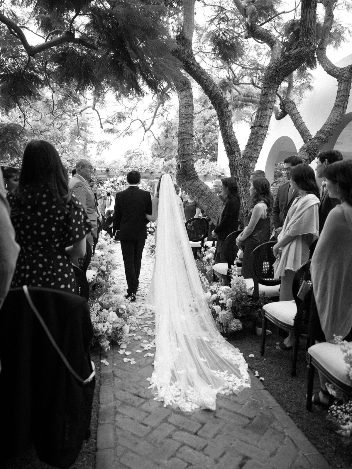 Bride walking down the aisle at La Jolla Women's Club