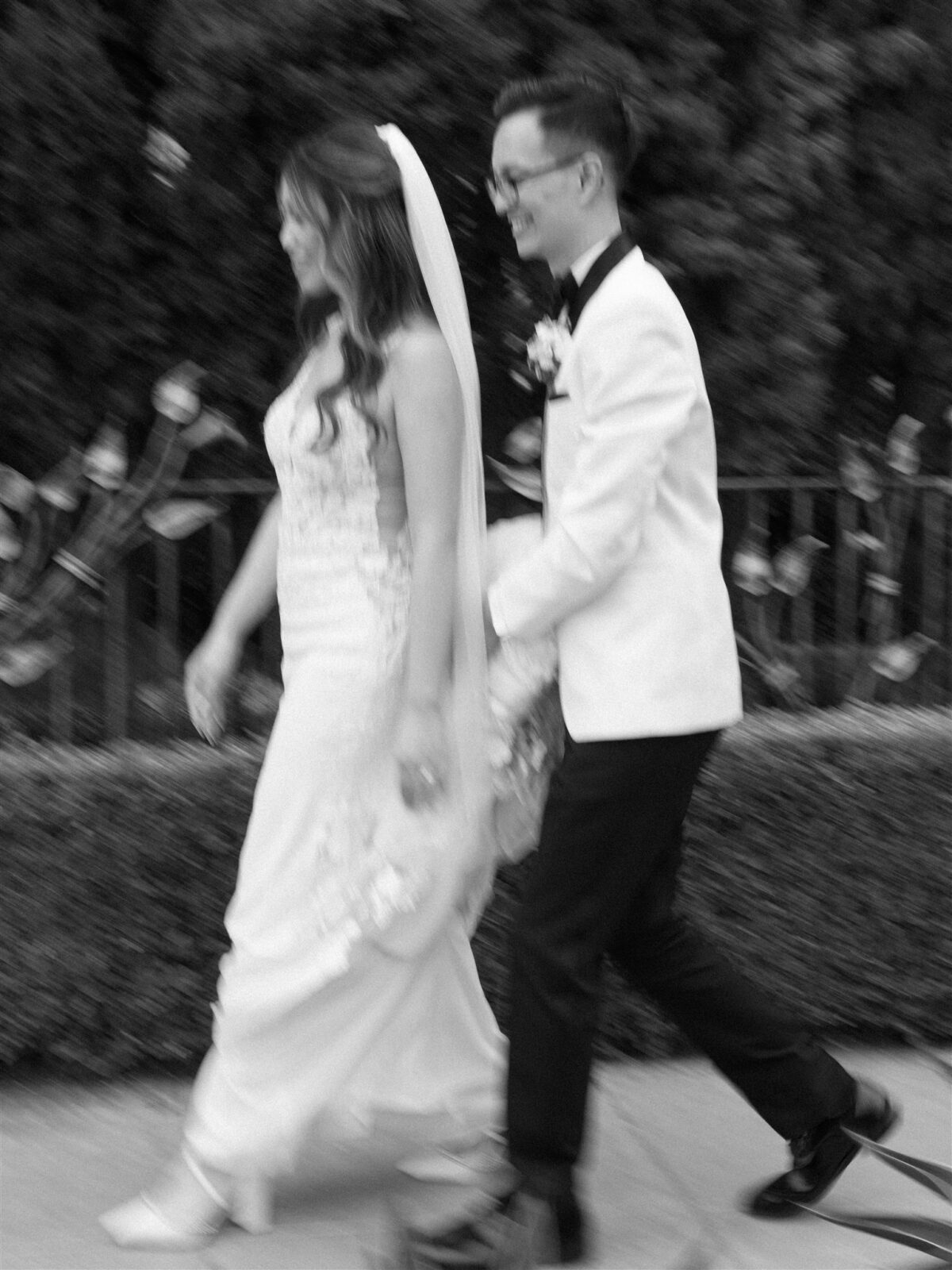 bride and groom black and white photo