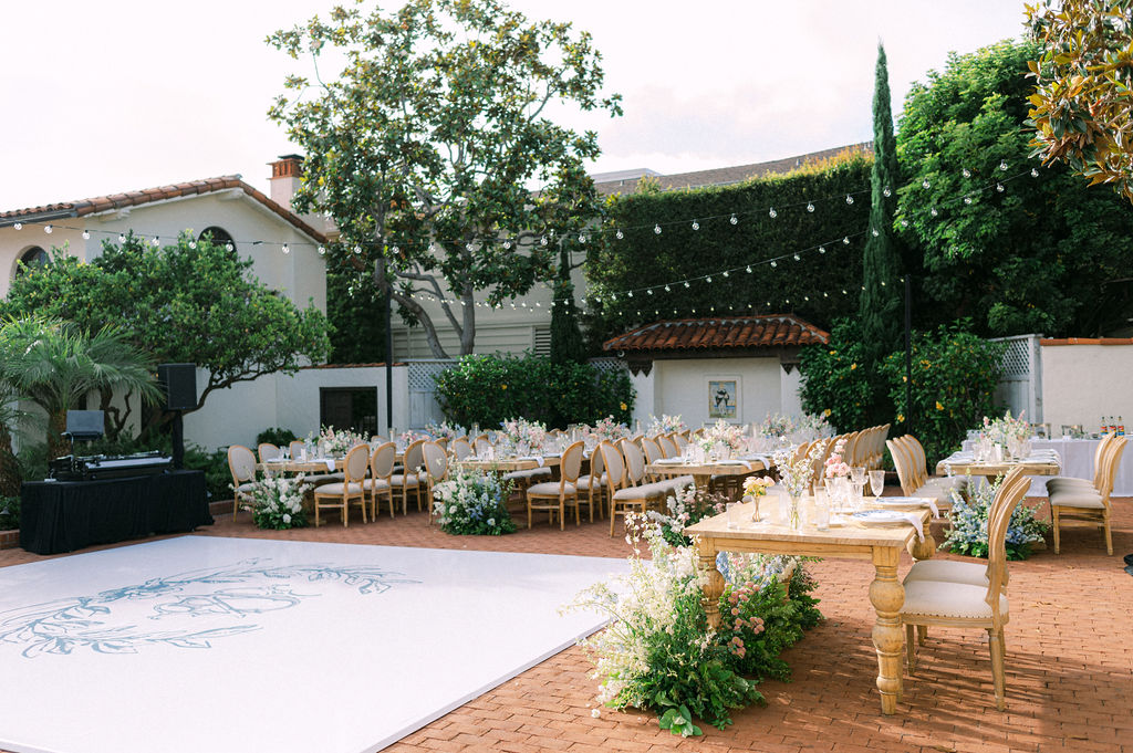 Reception setup in the rose garden of the Darlington House