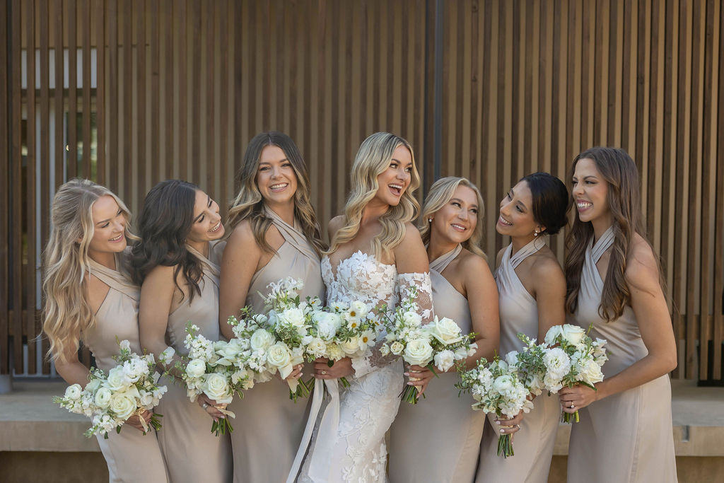 Bride and bridesmaids at Scripps Seaside Forum