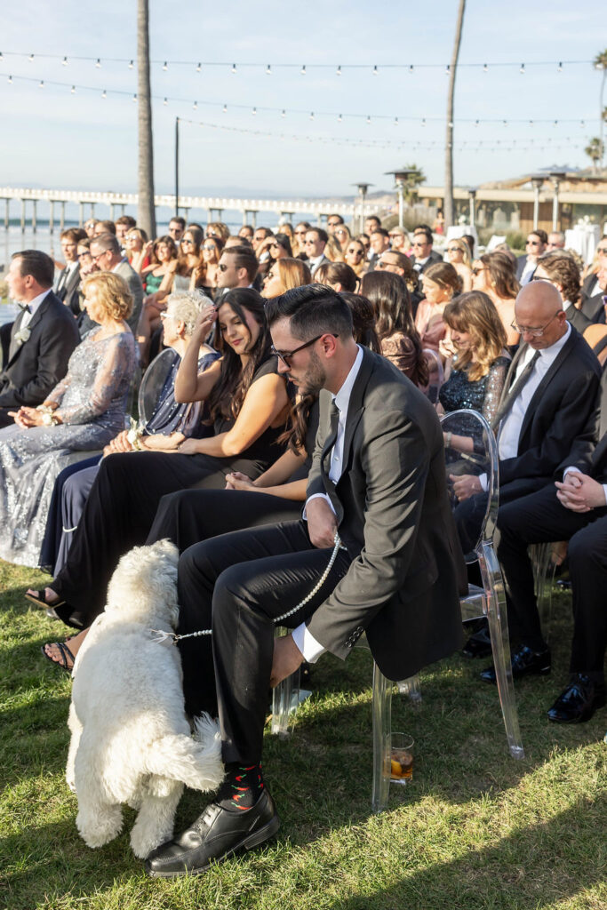 Guests at wedding ceremony at Scripps Seaside Forum