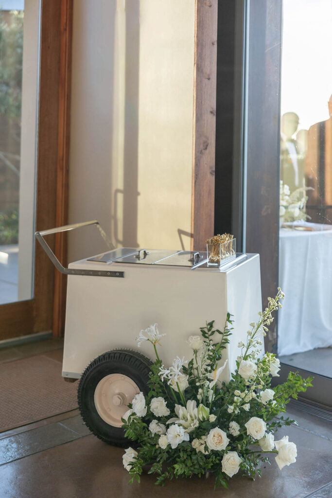 ice cream cart for wedding dessert at Scripps SEaside Forum