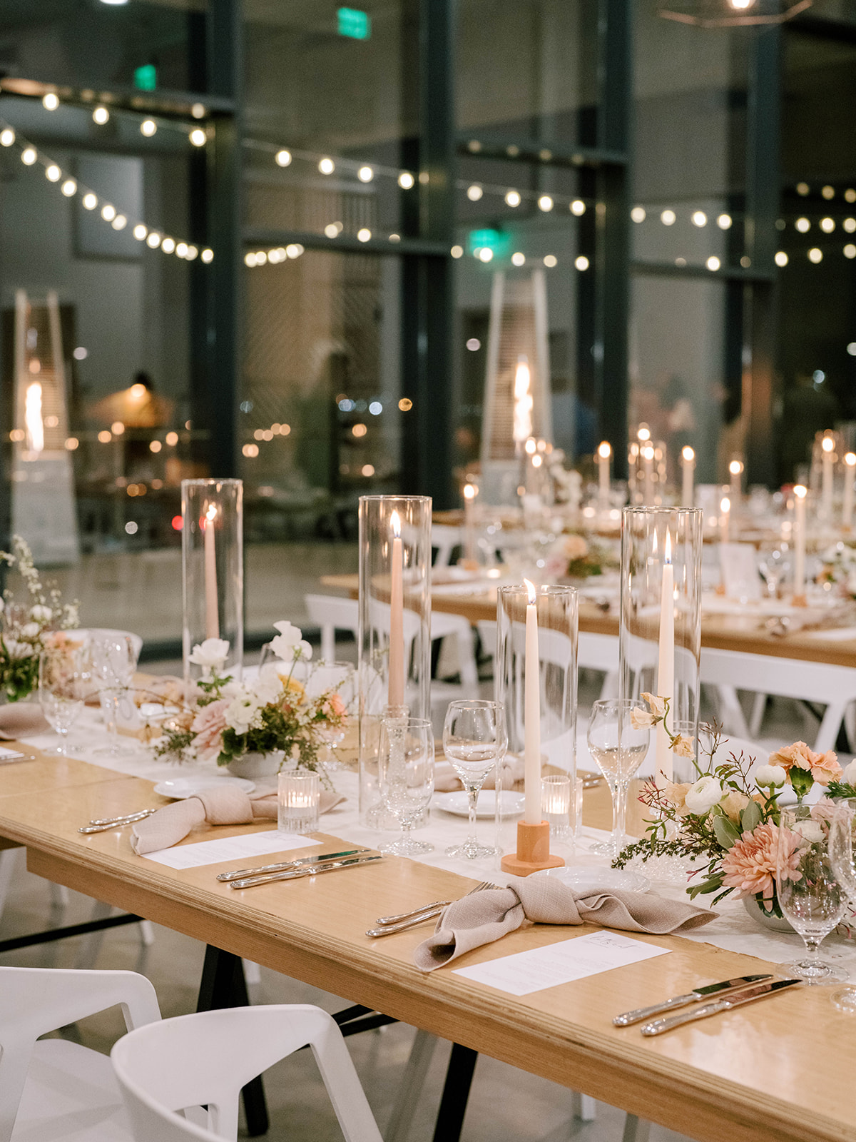 modern wedding reception setup at the Lane