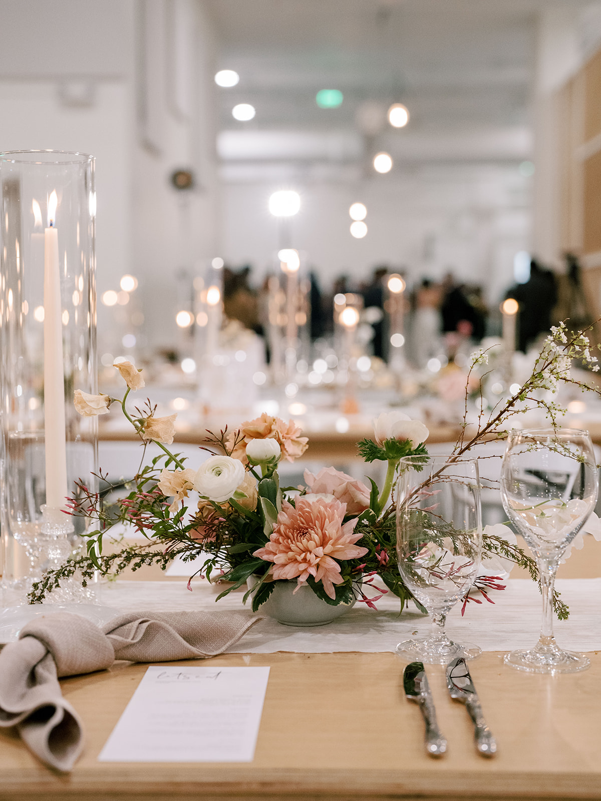 wedding centerpiece on a wooden table