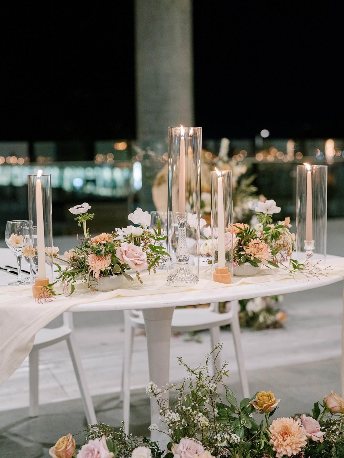 candle lit sweetheart table set the Lane in San Diego