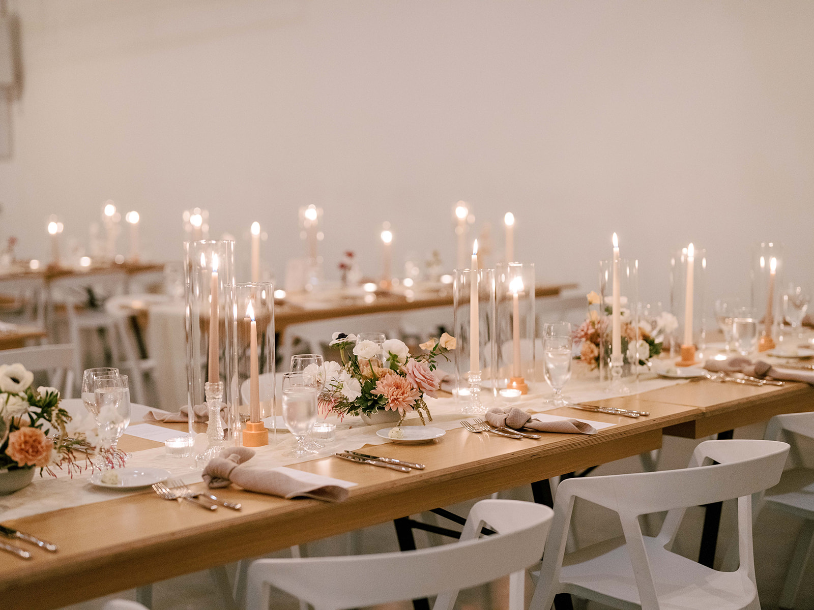 modern candlelit wedding reception at the Lane in San Diego